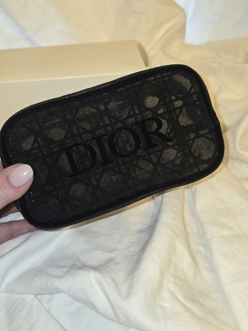 Designer Black Mesh Logo Pouch - Picture 2 of 7